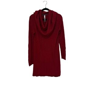 Kensie Burgundy Cowl Neck Sweater Dress Long Sleeve Kangaroo Pocket Tunic